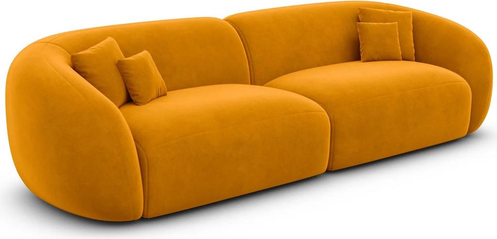 Samtstoff 4-Sitzer Couch Gaia Senf