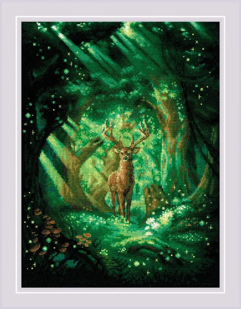 Kit broderie point de croix guidé pour réussir un tableau forêt