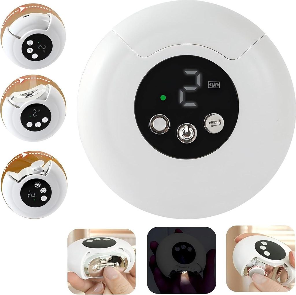 360° drehbarer elektrischer Nagelknipser, 3-in-1 elektrischer Polier-Automatik-Nagelknipser mit LED-Licht und Nagelknipser-Aufbewahrung