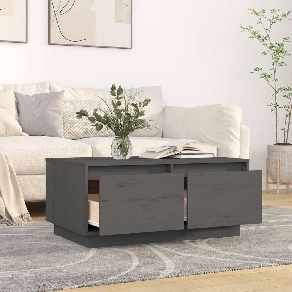 Maison Exclusive - Couchtisch Grau 80x50x35 cm Massivholz Kiefer