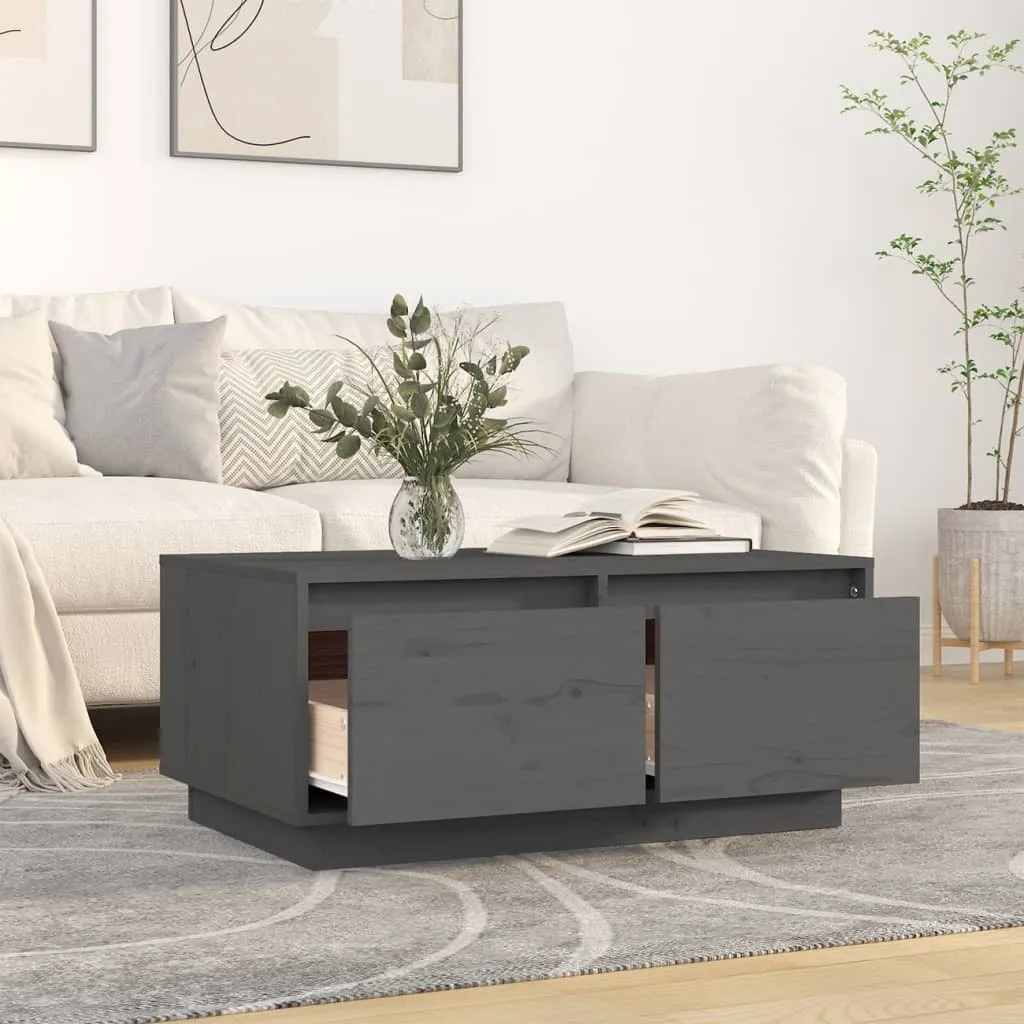Maison Exclusive Tavolino Grigio in Pino Massiccio 80x50x35 cm