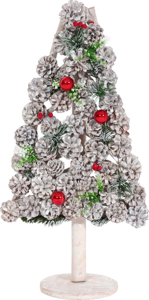 Deko-Weihnachtsbaum HWC-M17, Christbaum Weihnachtsdekoration, Kiefernzapfen Holz 60x32x17cm