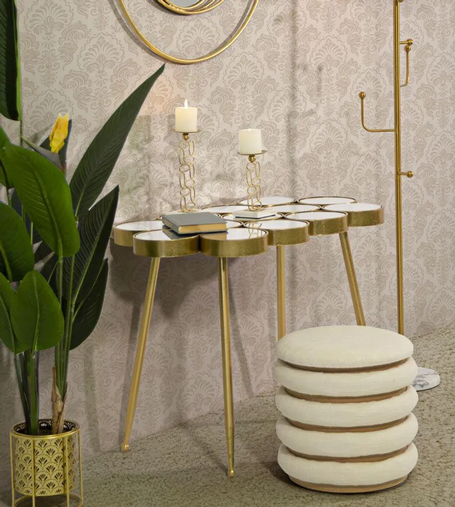 Table basse Buttle Gold pour salon moderne - Table d'appoint dorée 100cm - 7