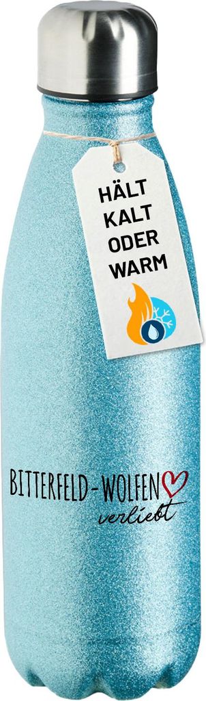 Huuraa Trinkflasche Bitterfeld-Wolfen verliebt 500ml Blue Edelstahl Wasserflasche Trinkflasche Geschenkidee