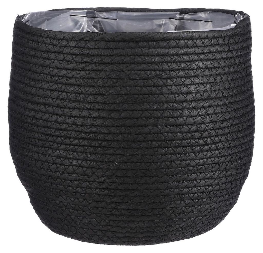 Mica Decorations Blumentopf - Rattan - schwarz - Jute - Produktbild 