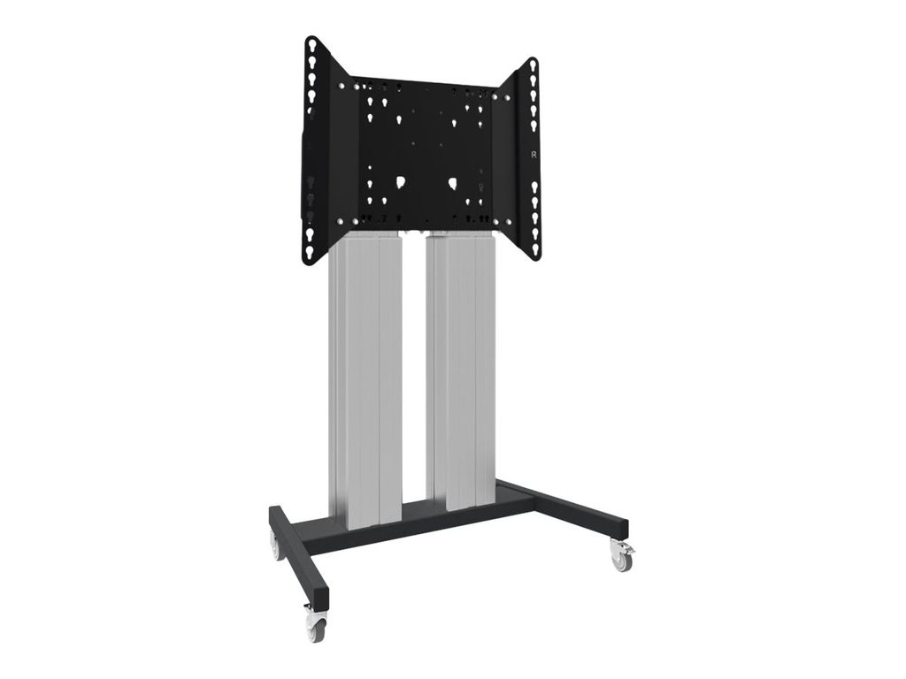 XL Floor lift on wheels for (touch-) flat screens (98"), lockable lid, Max. Load 160 kg, Electric height adjustable with 600mm range