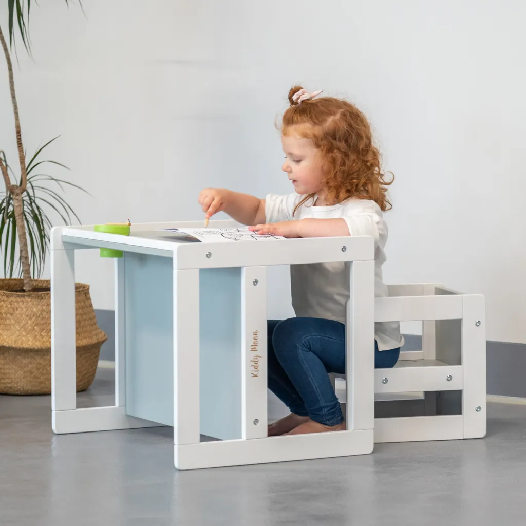 Ensemble de Meubles pour Enfants Table et Banc en Bois Blanc Durable