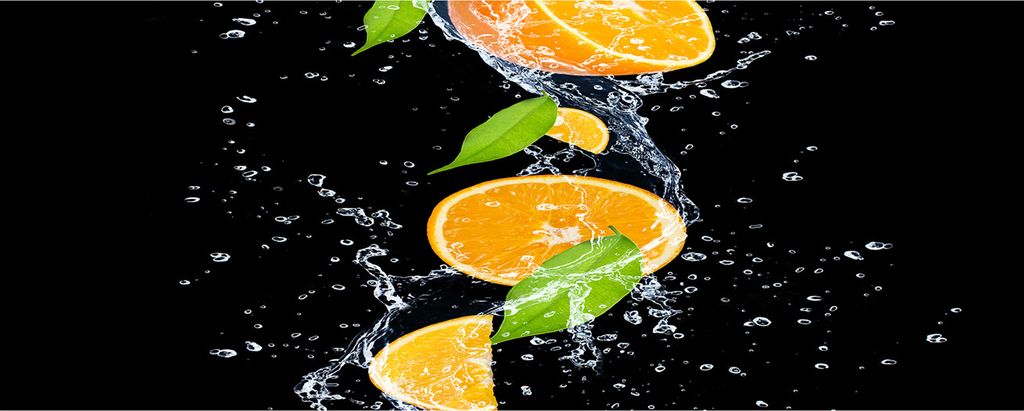 Tulup Leinwandbild - 125x50 cm - Wandkunst - Drucke auf Leinwand - Leinwanddruck - Essen & Getränke - Orange - Orangen Wasser