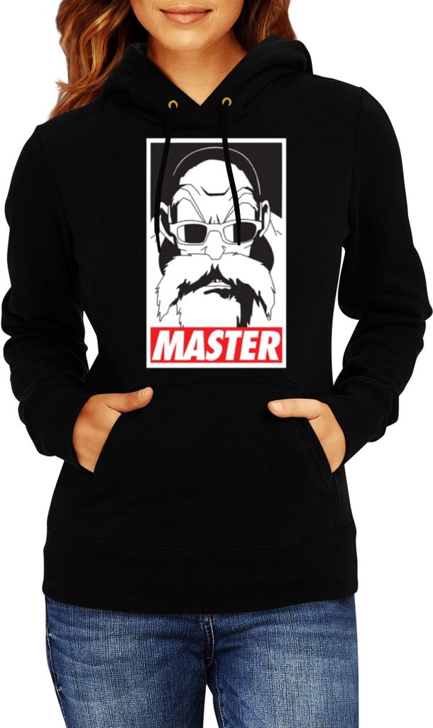 Damen Kapuzenpullover Japan Manga Anime Comics Dragon Anime Manga Ball Z Master Roshi 01, Lady S / Schwarz