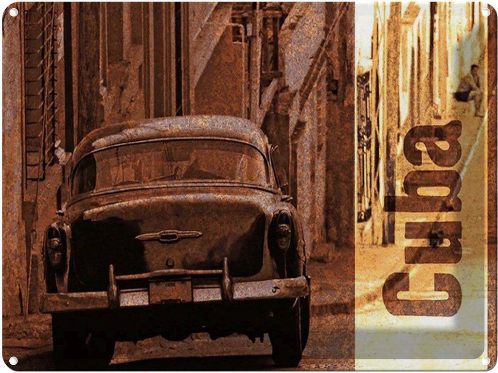 vianmo Blechschild 30x40 cm Kuba Auto Oldtimer Retro