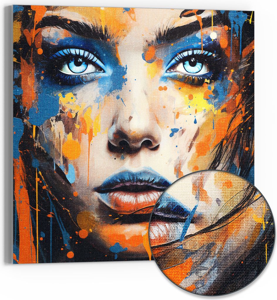 DEQOART Hybrid Leinwand Bild 50x50 cm 'Blick in Farbflut' Wandbild Glas flach modern
