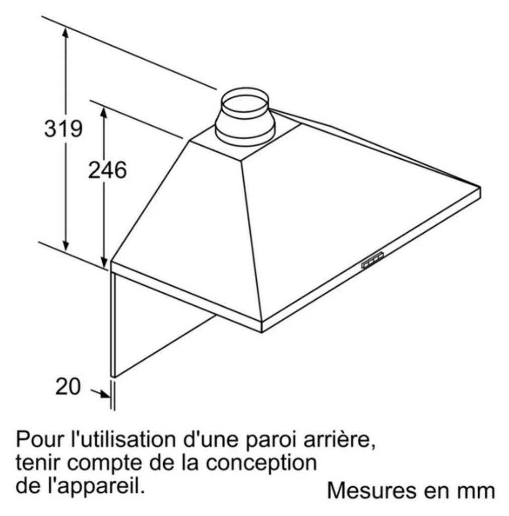 Hotte décorative murale 90cm 626m³/h inox - Bosch - Image du produit 