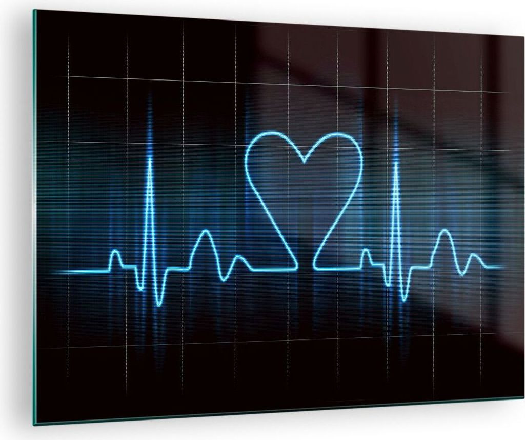 Bilder auf glas - Grafik herz kardiologie - 70x50cm - Glasbilder - Wandbilder - Kunstdruck - zum Aufhängen bereit - Wanddekoration aus Glas - Glas...