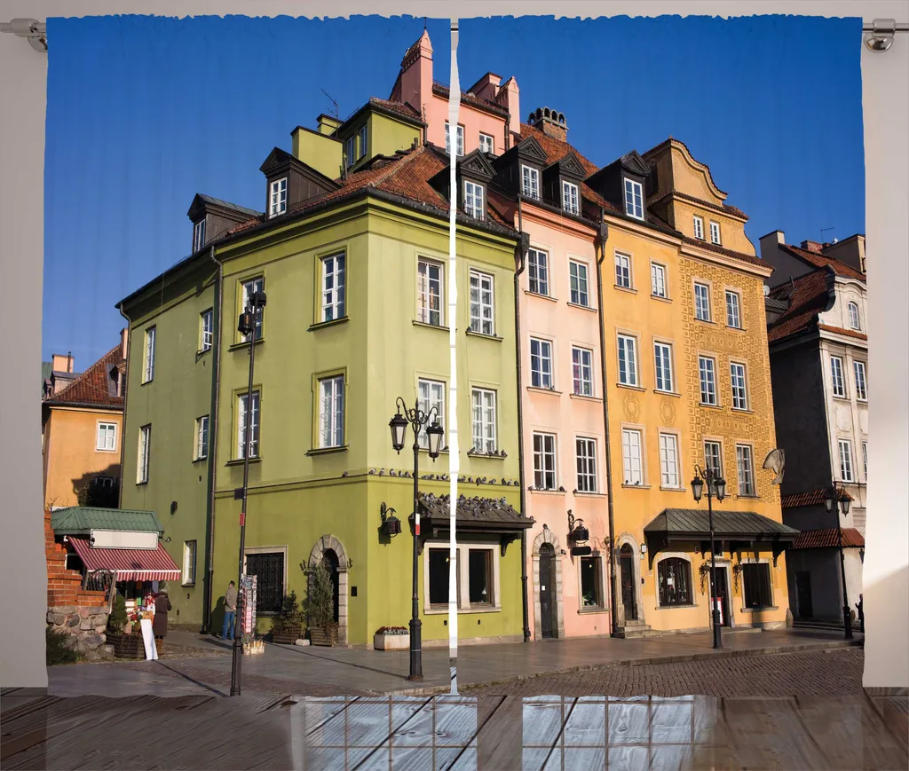 ABAKUHAUS Rideau Rustique Scène Old Town Pologne 280x225cm Multicolore