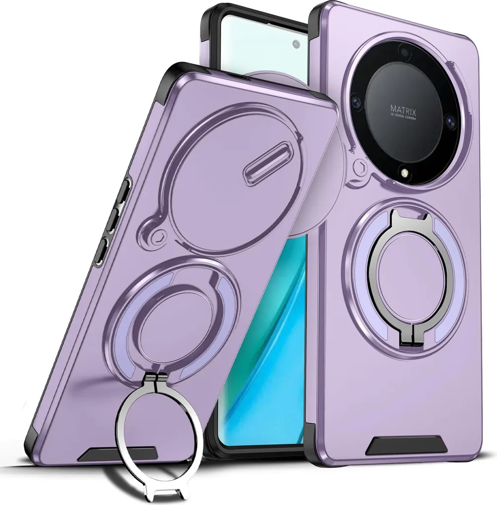 Custodia Honor X9A Magic5 Lite Cover Scorrevole Anello Magnetico Viola