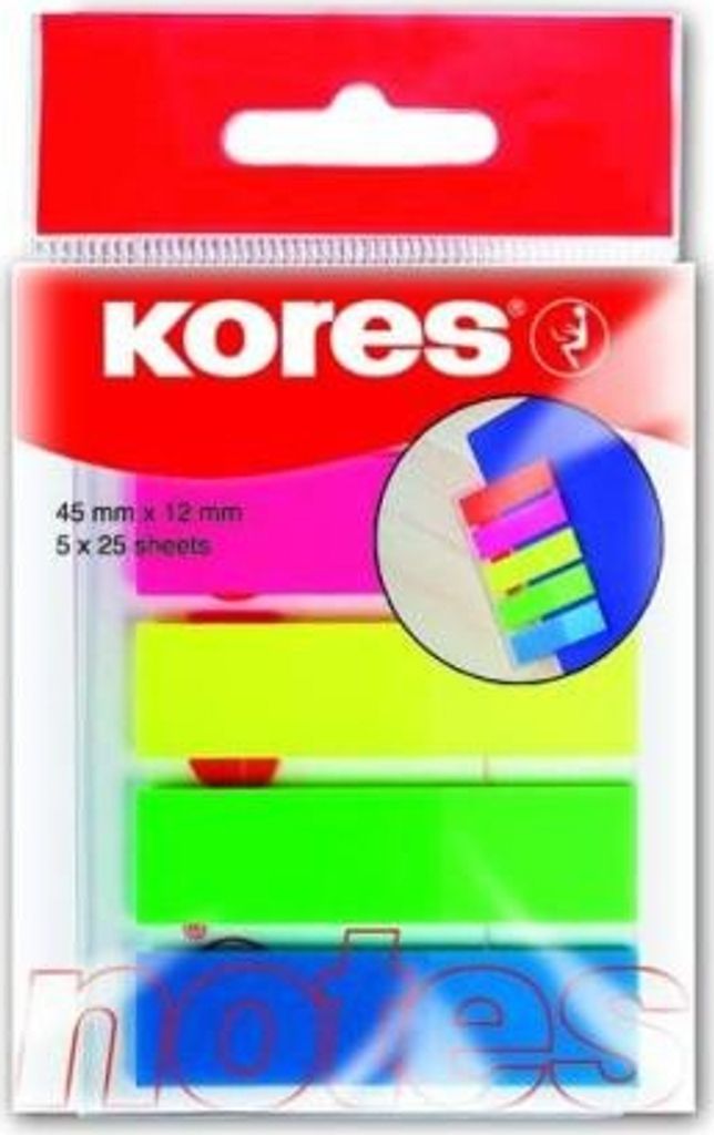 Kores Pagemarker Folie 12 x 45 mm Neonfarben 25 Stück je Farbe