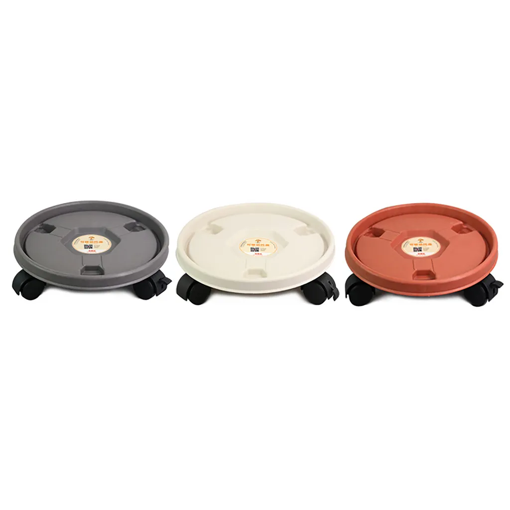Bai You Mei Sottovaso Con Ruote Girevoli 25 Cm - Portavasi Mobile In Legno, Capacità 89,9 Kg, Con Freni - 2
