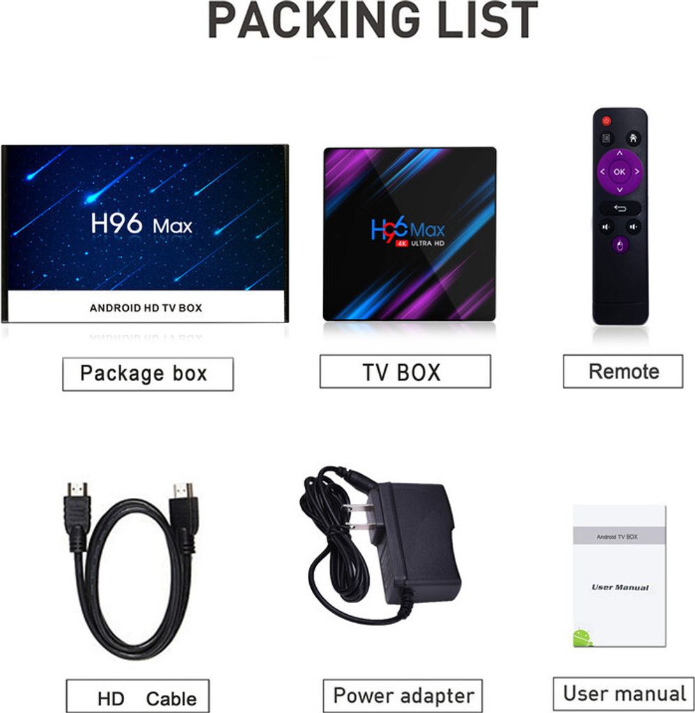 Android 10.0 TV-Box H96 Max-3318 RAM 16 GB ROM T8 PRO Media Produktbild 7