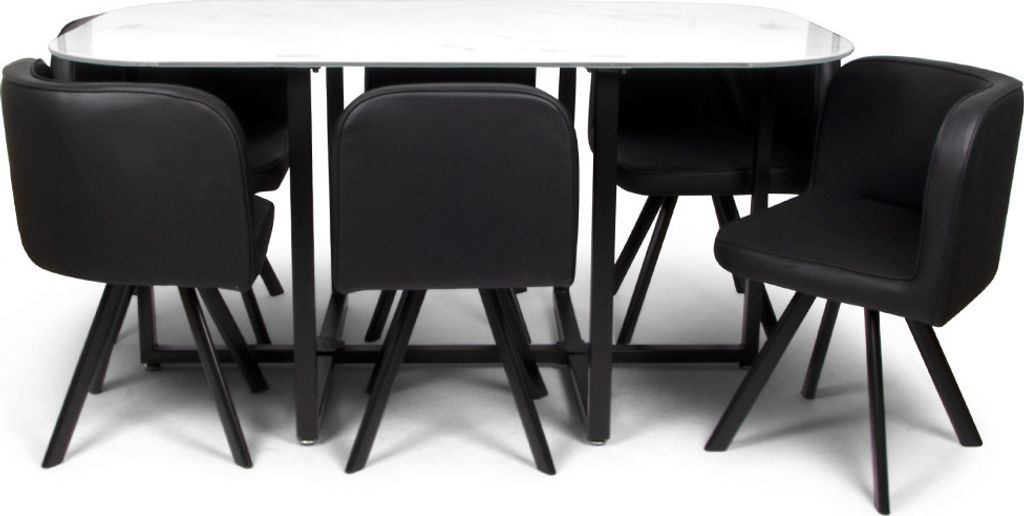 Milton & Oldbrook Essgruppe 5-teilig Sofia - Esstisch mit 4 Stühle Marmor Weiß