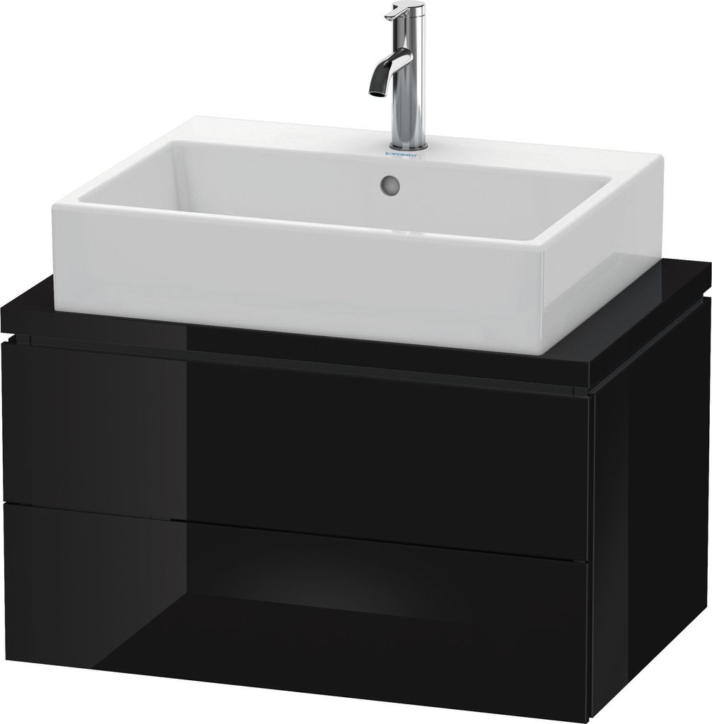 Konsolenunterschrank L-CUBE 400x720x477mm schwarz hochglanz schwarz hochglanz