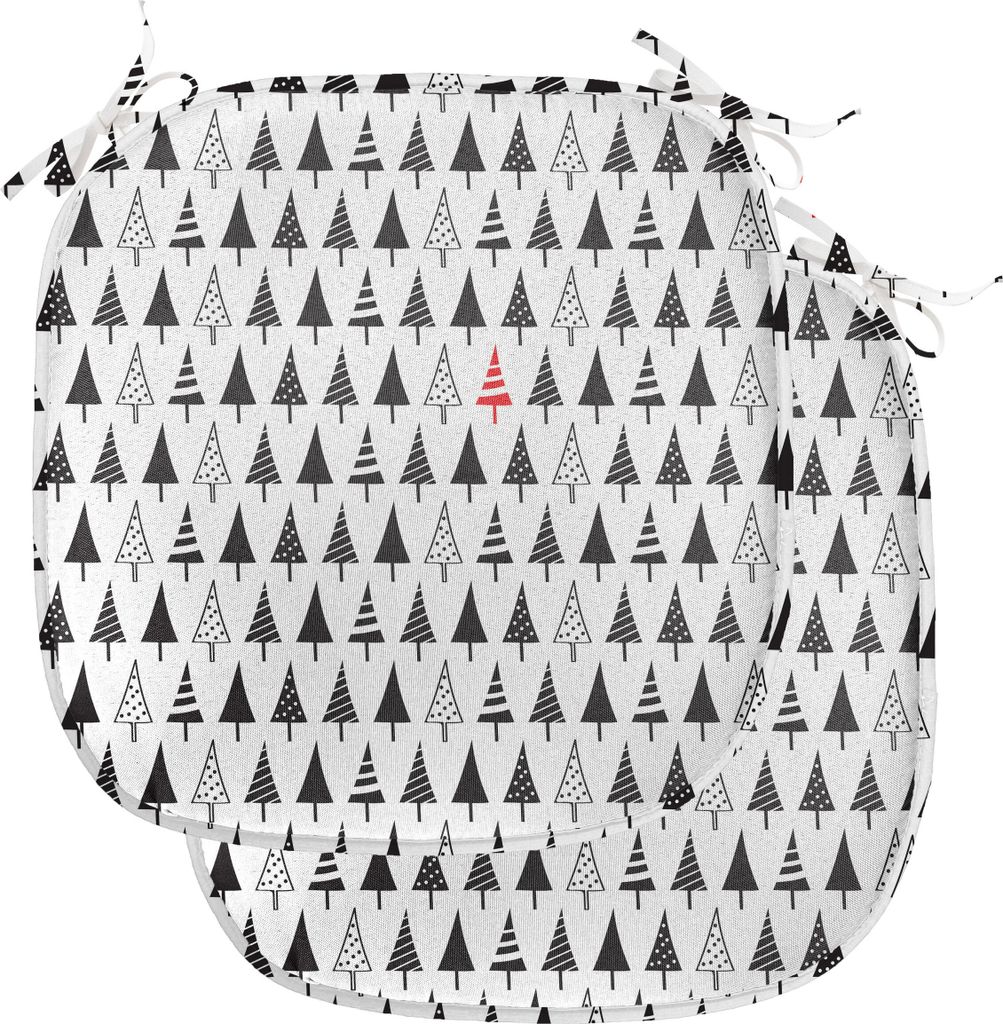 ABAKUHAUS Weihnachten Polster für Esszimmerstühle, Triangle Pine Trees, Dekoratives wasserfestes Kissen mit Riemen für Küchensitze, 40 cm x 40 ...