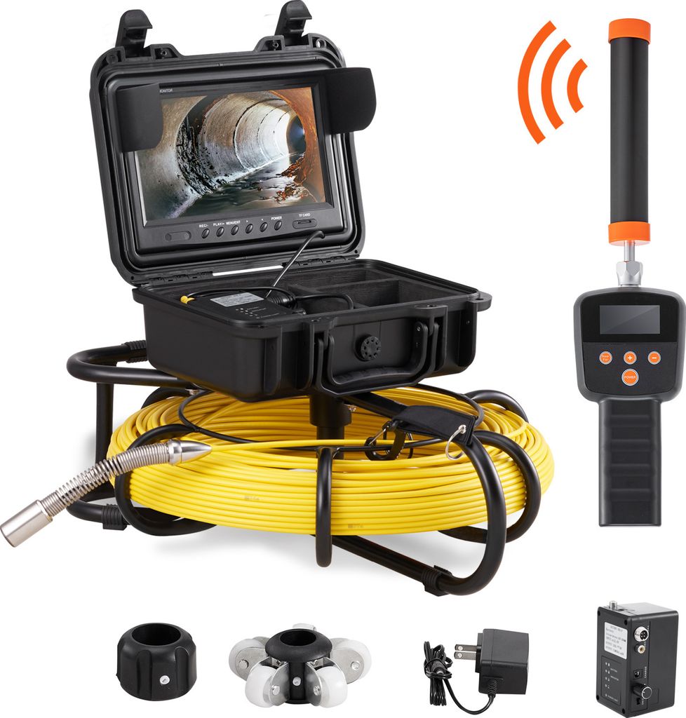VEVOR 91,5m 9"Rohrkamera Kanalkamera Inspektionskamera Rohr 512Hz Ortungsgerät