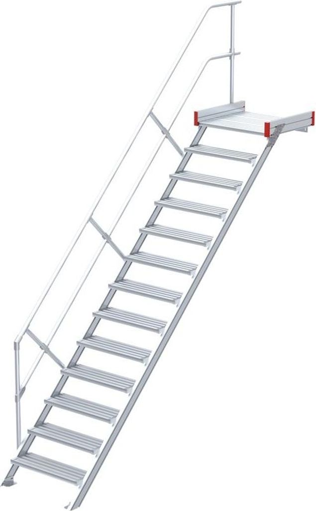 Euroline 511 Podesttreppe 45° 800mm Stufenbreite 13 Stufen Alu gerieft