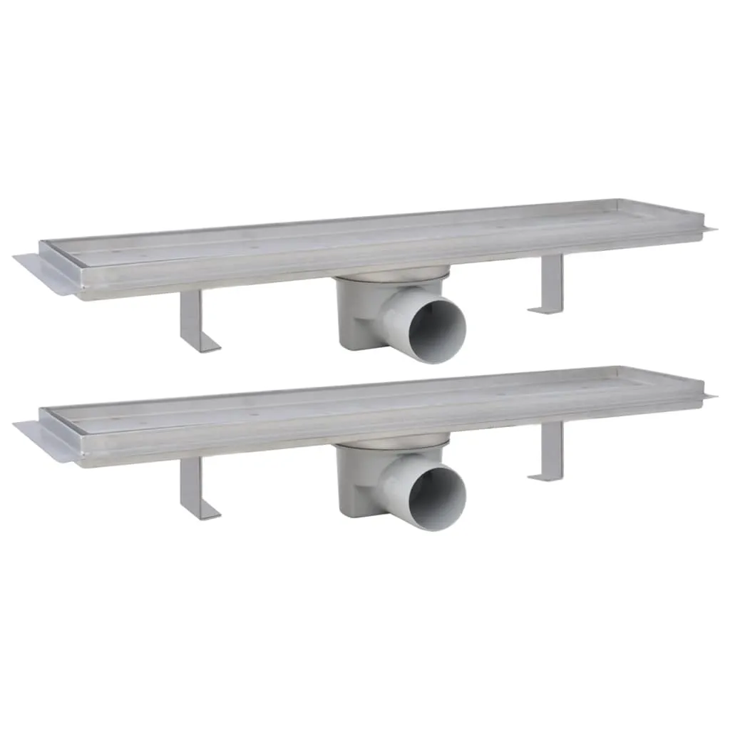 Canalina Doccia Lineare 530x140 mm vidaXL Acciaio Inox - Set 2 pz - 1