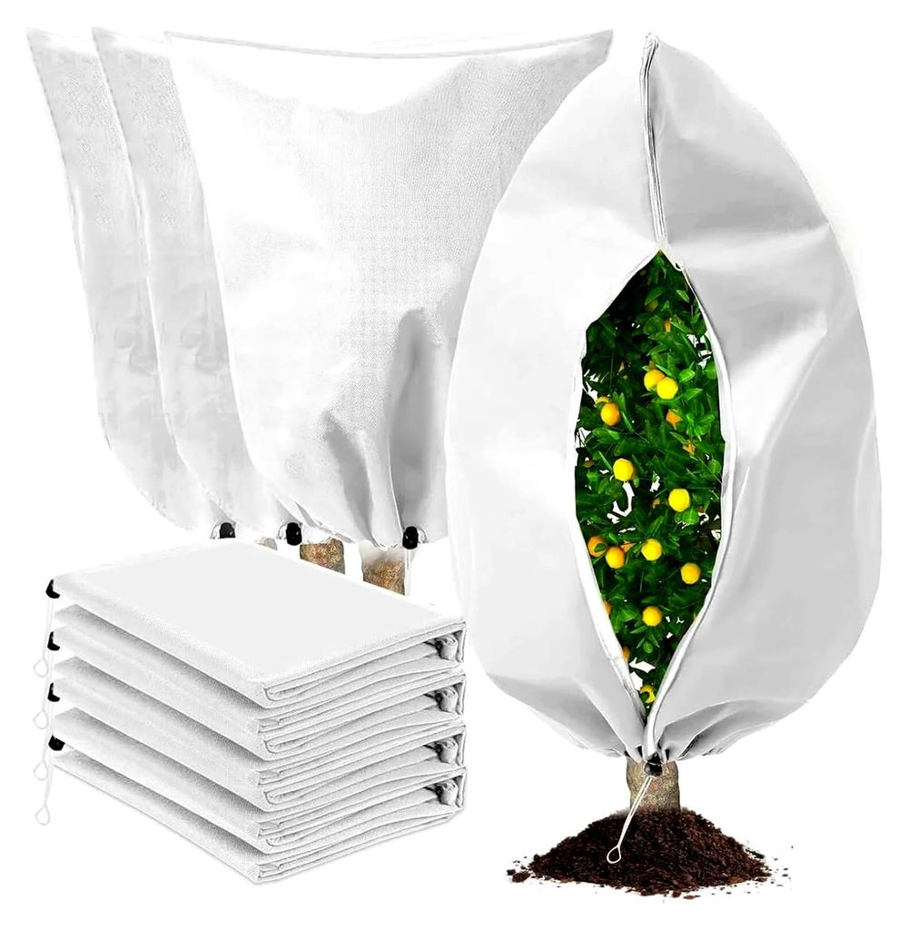 4er Set Winterschutz für Pflanzen im Freien, Frostschutz für Kübelpflanzen mit Reißverschluss und Kordelzug, Wiederverwendbare Winter-Pflanzens...