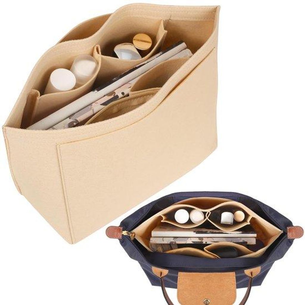 Beige Shopper Organizer Handtas mit mehreren Fächern