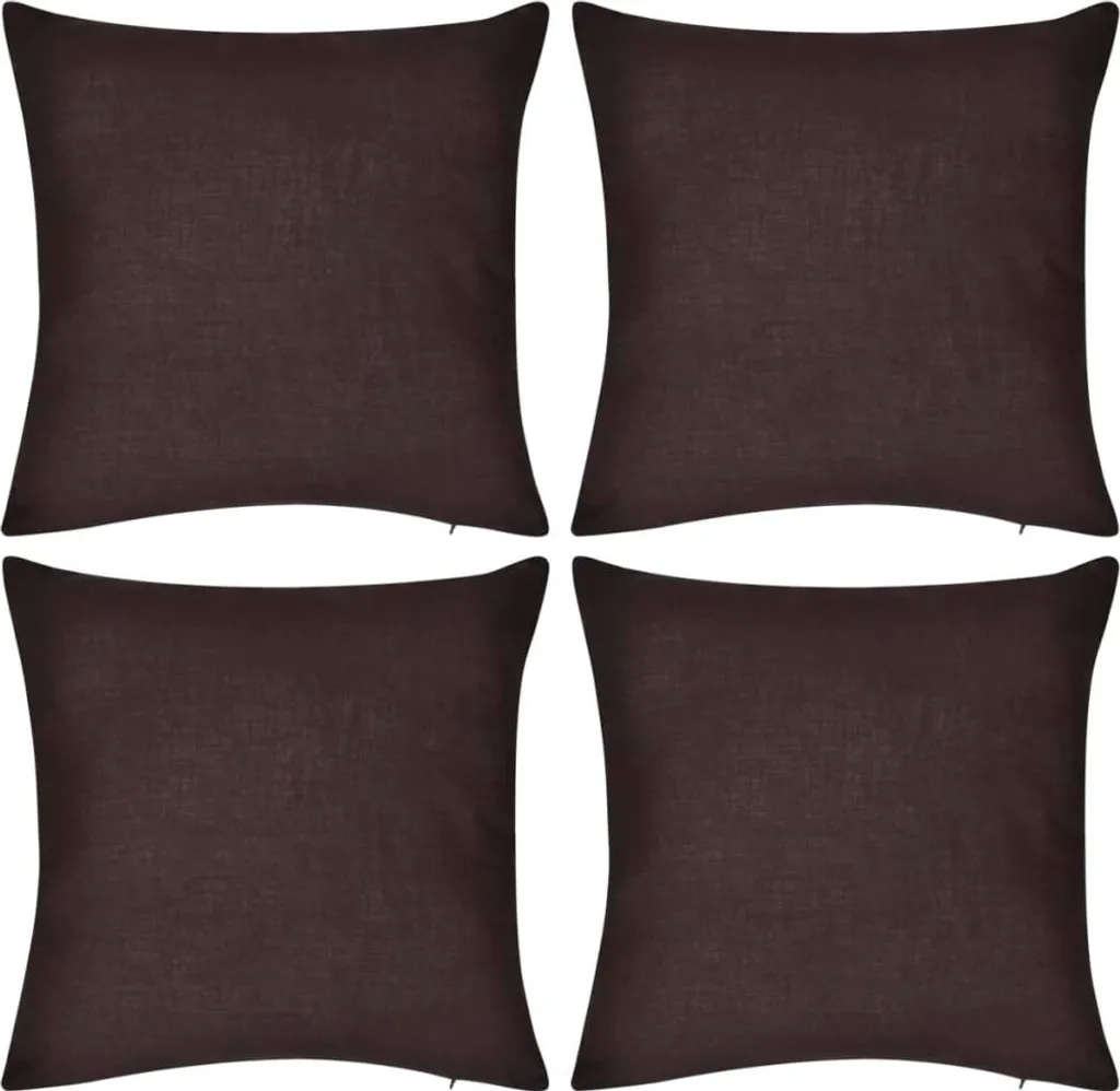 Set 4 Federe 40x40 Cotone Organico Marrone - Bio Decorazione Casa