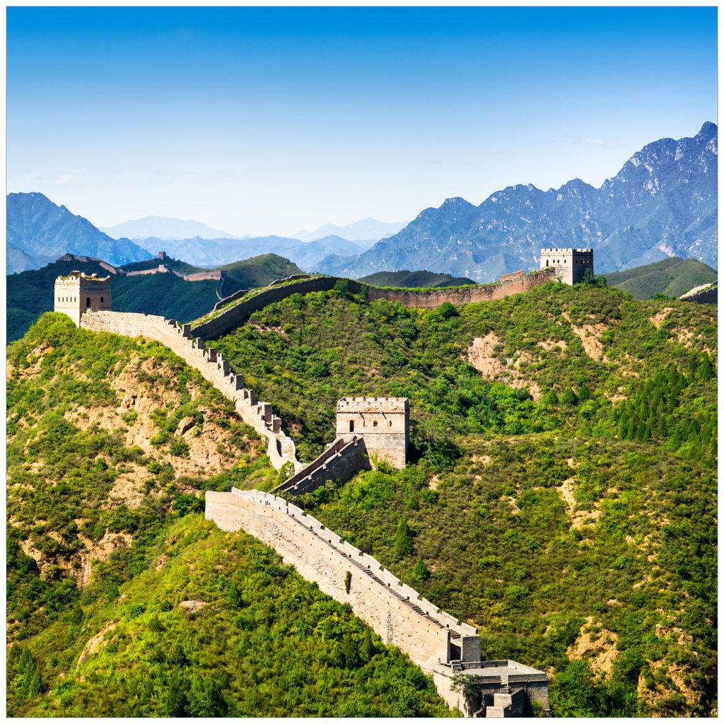 Wallario Magnet für Kühlschrank / Geschirrspüler, magnetisch haftende Folie - 60 x 60 cm, Motiv: Die Chinesische Mauer - Wahrzeichen in China im...