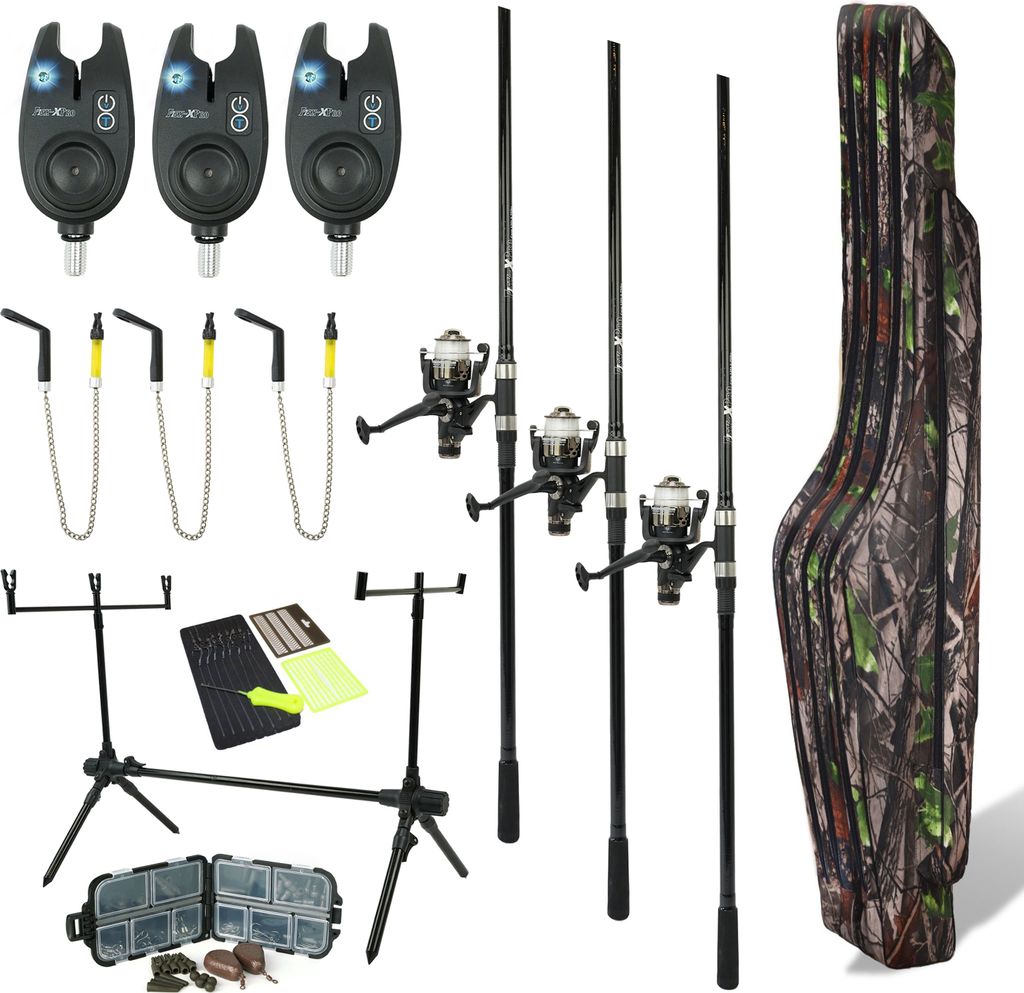 FISH-XPRO Karpfenset | Carpset Pro Improve Set | 3-Stab | Karpfenruten-Set | Extra umfangreich | 96-teilig