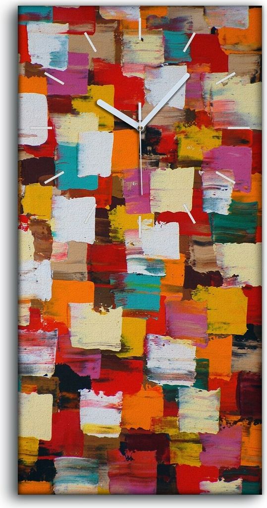 Küche Wohnzimmer Wand Leinwand Uhr Quarz 30x60 Malerei Abstrakte Kunst Bunt - weiße Hände