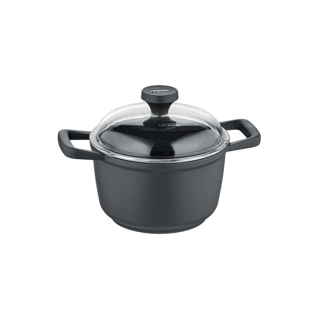 Kochtopf mit Glasdeckel 20 oder 24 cm, Aluminium, schwarz - Produktbild 