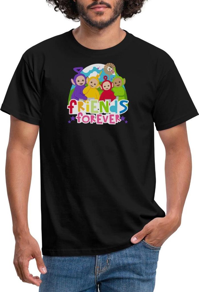 Spreadshirt Teletubbies Friends Forever Süßes Design Männer T-Shirt, 4XL, Schwarz