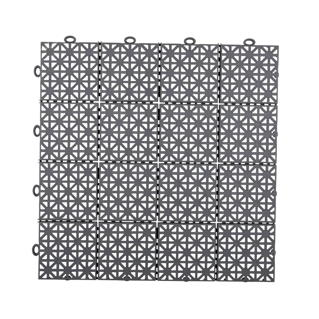 Bodenfliesen aus Kunststoff für Outdoor und Indoor Balkon Pool und Zelt Boden mit Klicksystem grau wetterfest 30 x 30 cm
