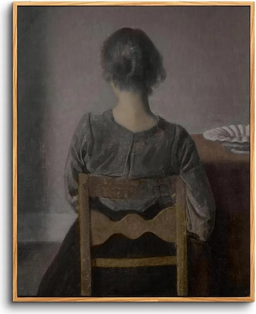 Quadro Vintage Ritratto Donna su Tela - Cornice Legno 30x40 per Parete