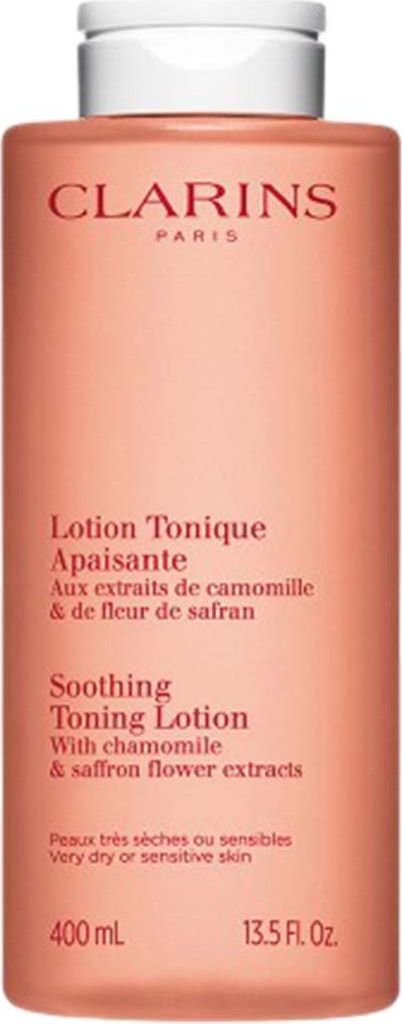 A product shot of a bottle of Clarins Soothing Toning Lotion.