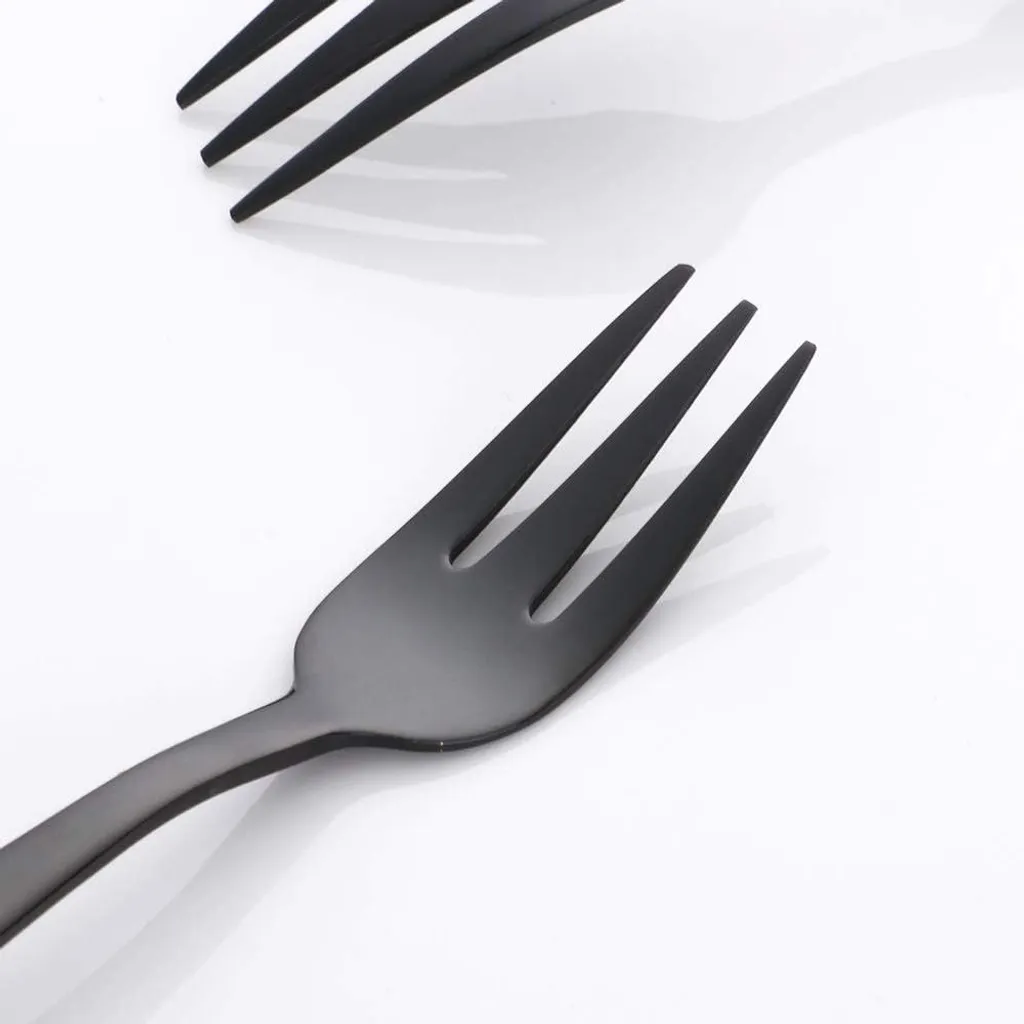 Petites fourchettes inox noires pour gâteaux et tartes - 12 exemplaires