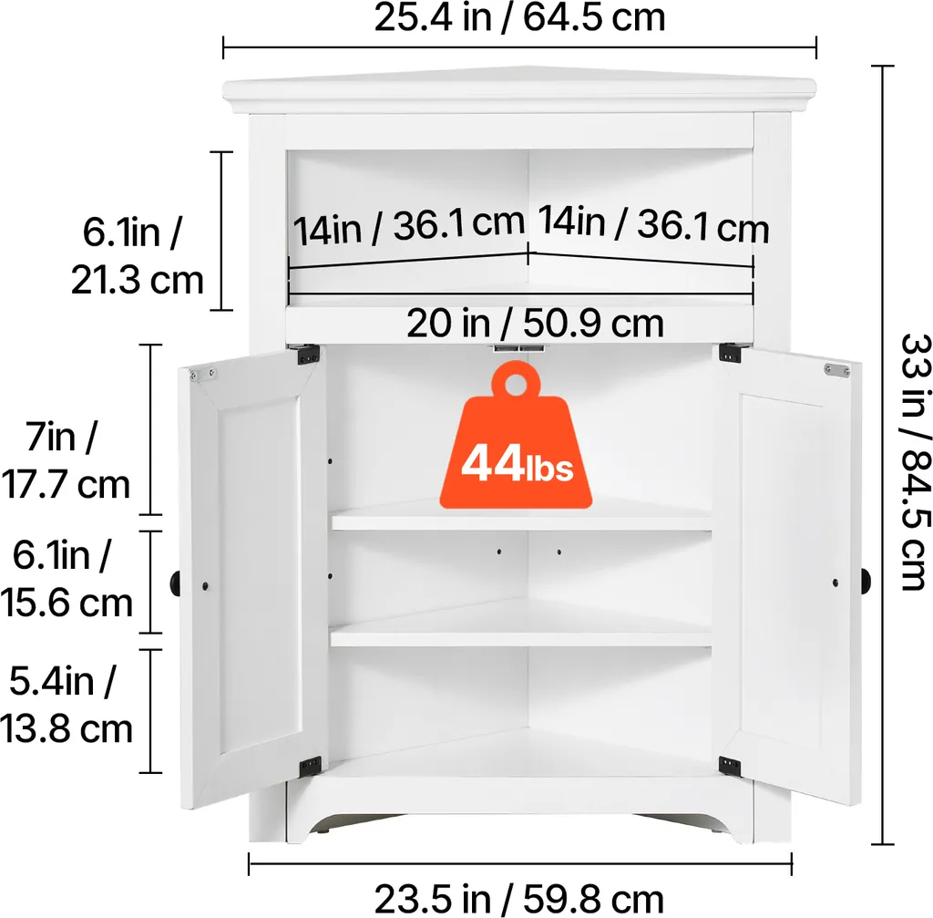 Armoire de cuisine indépendante VEVOR 3 niveaux rangement d'angle blanc - 8