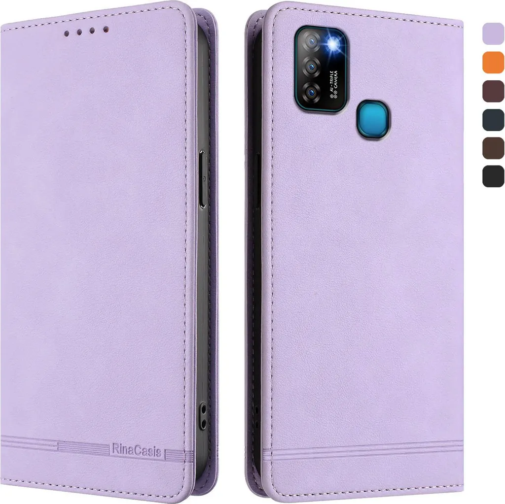 Custodia per Infinix Smart 5 / Hot 10 Lite, custodia retro in Finto cuoio flip con supporto e slot per carte di credito Viola