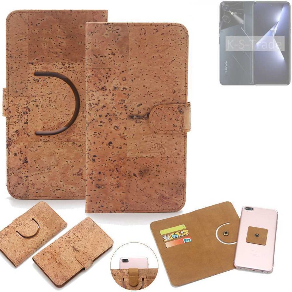 K-S-Trade Handy Hülle Schutz Hülle kompatibel mit Tecno Pova Neo 3 Handyhülle Schutzhülle Korkhülle Kork-Hülle 1x