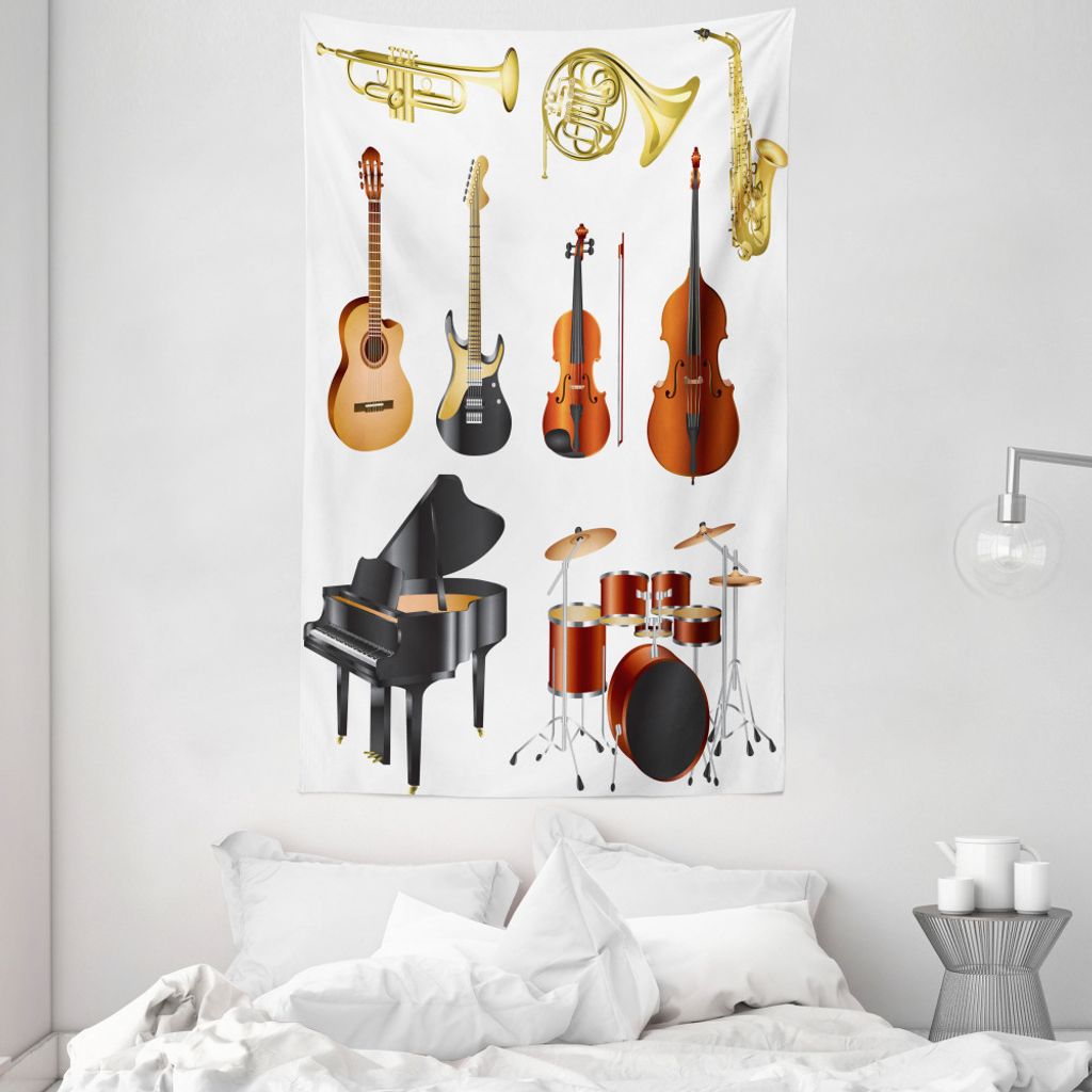 ABAKUHAUS Musik Wandteppich und Tagesdecke, Symphony Orchestra Concert aus Weiches Mikrofaser Stoff Waschbar ohne Verblassen Digitaldruck, 140 x 23...