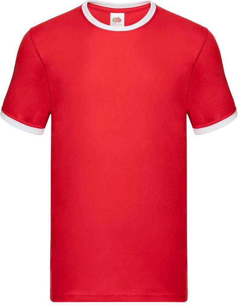 Fruit of the Loom - "Ringer" T-Shirt für Herren PC5566 (M) (Rot/Weiß)