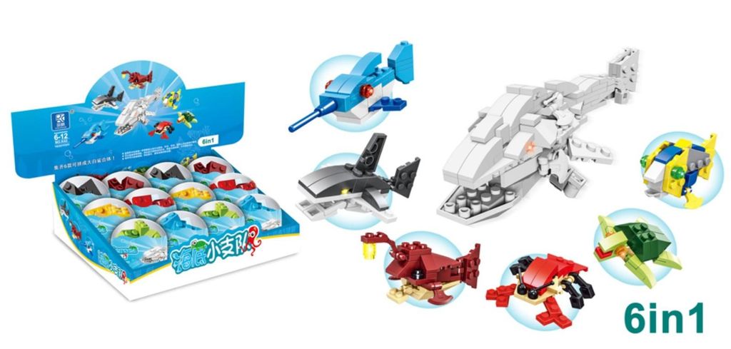 12x Klemmbausteine im Ei mit Meerestieren | Überraschungseier Bausteine Spielzeug Set Kinder Weihnachtsgeschenk