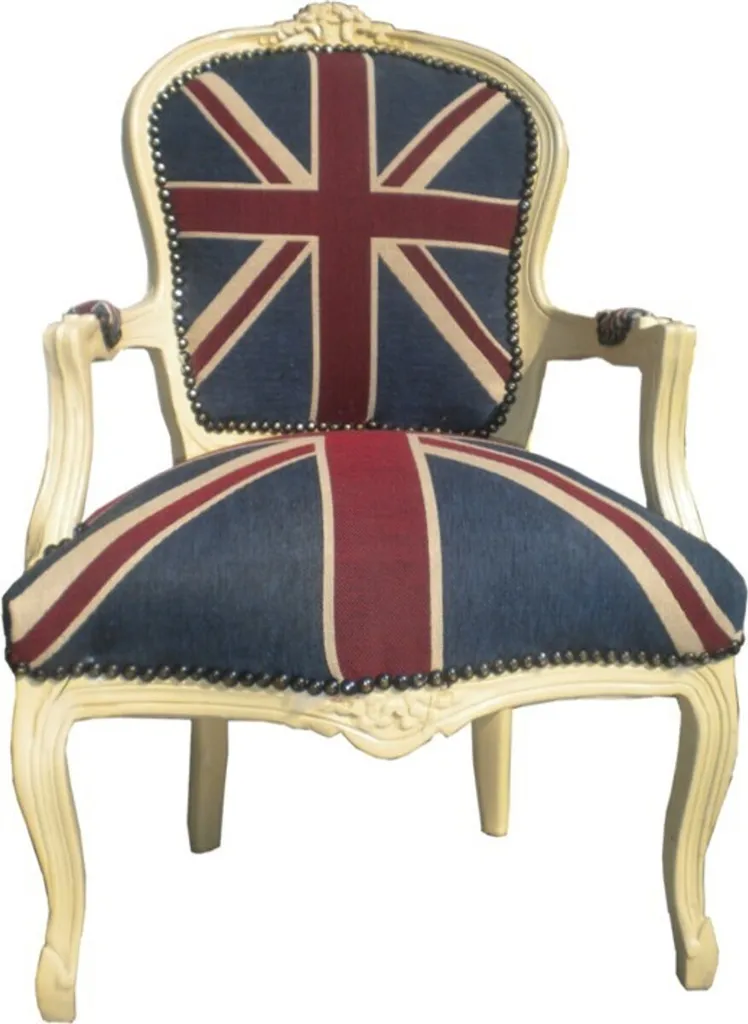 Chaise Baroque Fauteuil de Salon Union Jack Casa Padrino Coloris Crème