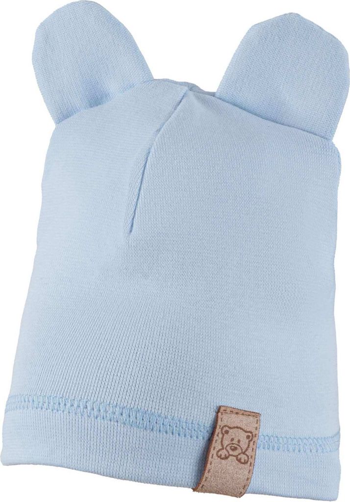 Kinder Beanie Strickmütze Mit Breiter Krempe Feinstrick Mütze Doppelt Gestrickt 46-48 Blau