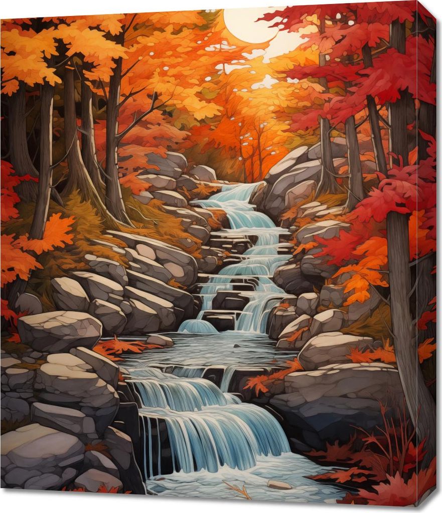 Bild 60x70cm Herbstwasserfälle