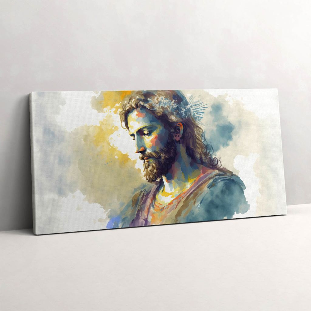 Buntes Gemälde von Jesus – Leinwandbild Wandbild – 100x50 cm – Leinwandbilder – Wandbilder – Schlafzimmer – Flur